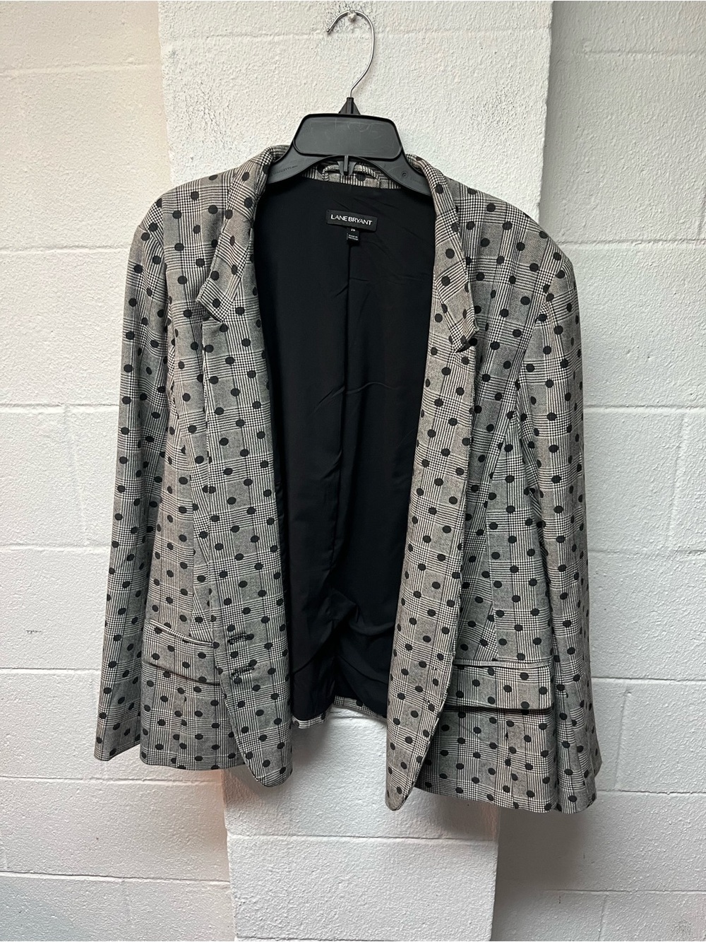 Lane Bryant Cream/Tan Blazer with Black Polka Dots - Picture 2 of 6